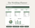 Wedding Planner Spreadsheet with seating chart — digital download mockup
